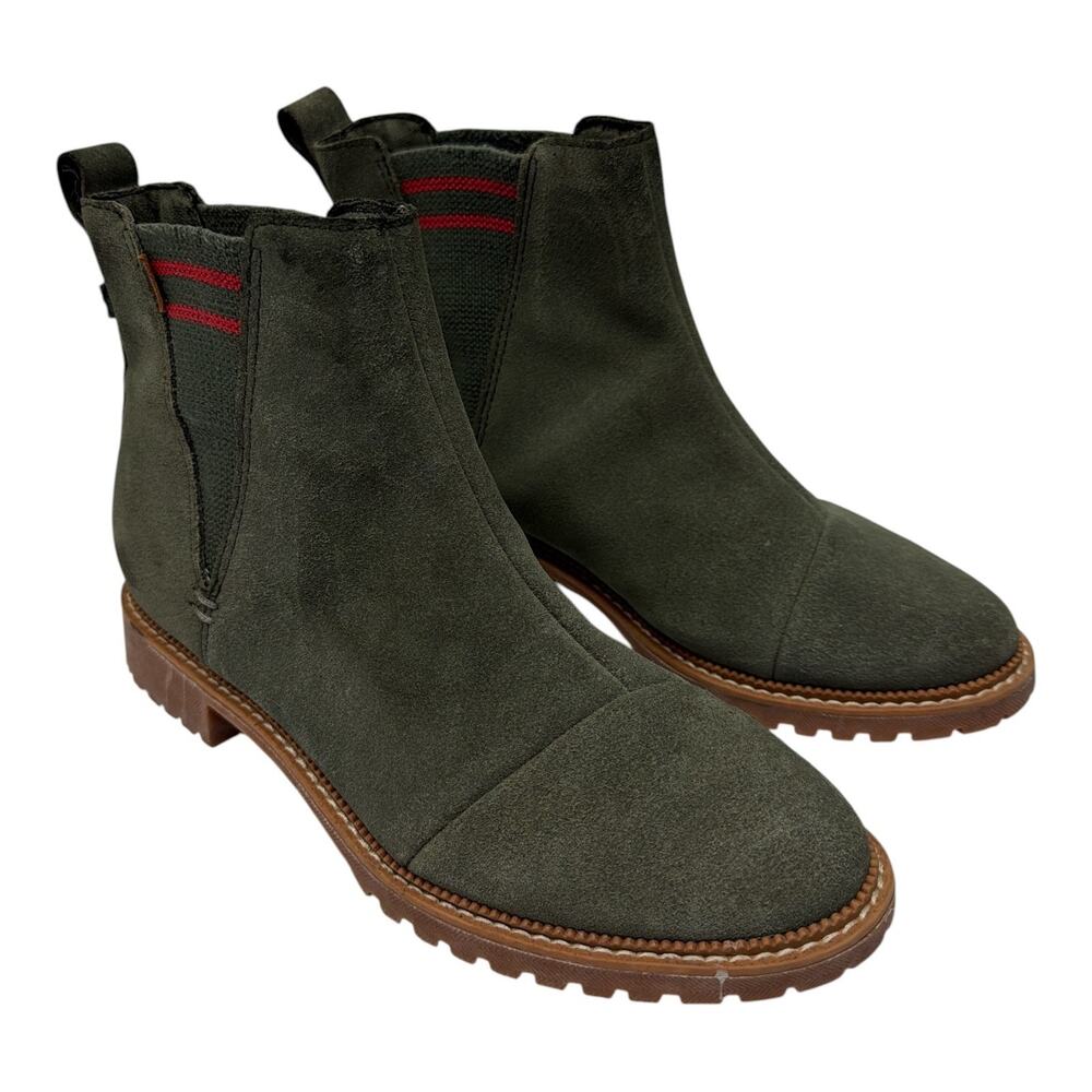 TOMS Cleo Chelsea Boots Womens Size 6 Olive Green